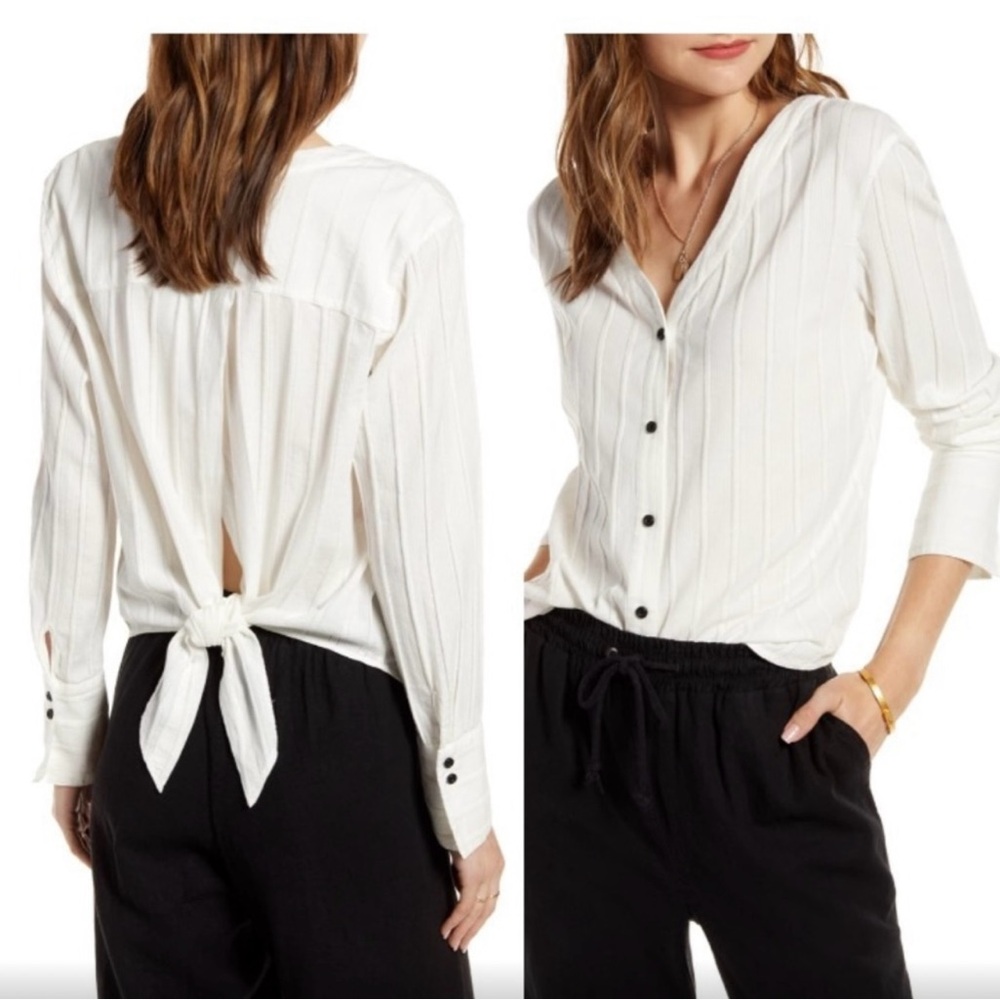 Treasure & Bond Pleated Button Down Shirt